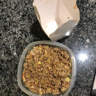 Large Shrimp Fried Rice easily fills my 1 Liter Tupperware!