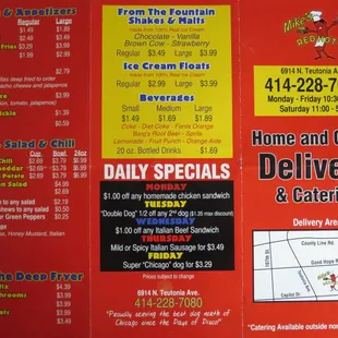 menu and prices