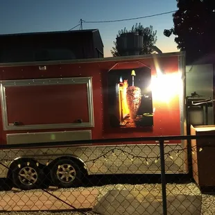 a taco truck at night