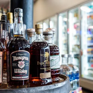 a variety of bottles