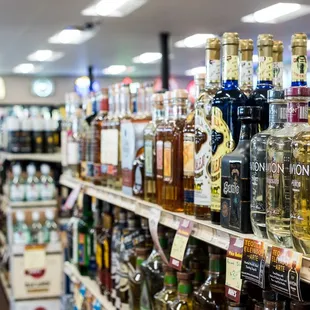 shelves of liquor
