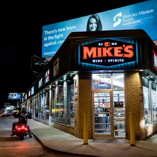 a motorcycle parked in front of the store