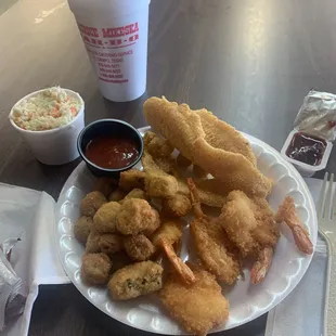Fried fish and shrimp,okra!
