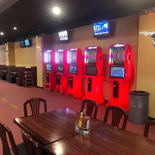 a row of slot machines