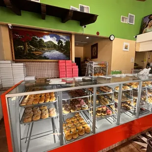 a display of a variety of donuts