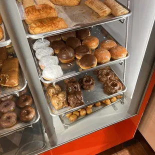 a display case full of donuts