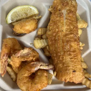 Cod and shrimp meal.