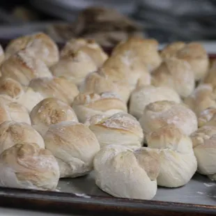 Freshly baked garlic knots