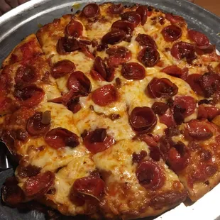 Pepperoni and bacon, size medium