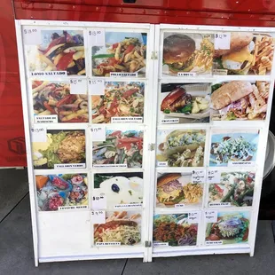 a menu on a food truck