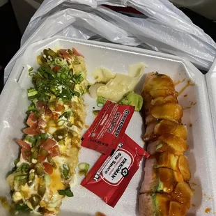 Poor excuse for sushi rolls.