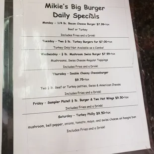 the menu