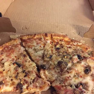 Mushroom pizza, i added the seasonings.