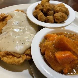 Chicken Fried Chicken, Okra, Yams