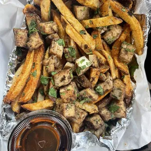 Jerk Chicken Fry, with house sauce