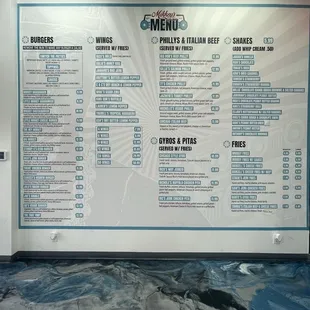 Ceiling to floor wall menu , (I thought that was pretty cool )