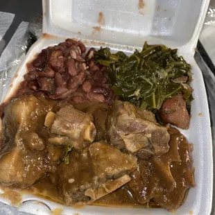 Oxtails, Collard Greens, Red Pinto Beans &amp; Rice