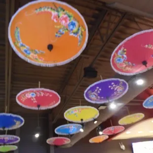 Colorful ceiling displays.