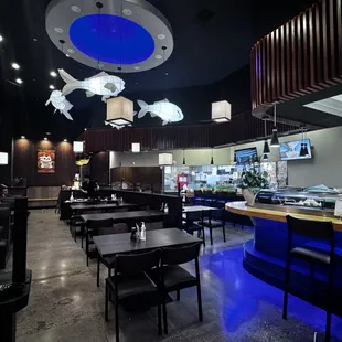 interior, sushi and sashimi