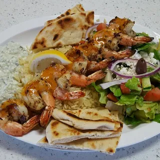 Wild Shrimp Souvlaki Plate