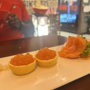 Sashimi Ikura and Salmon