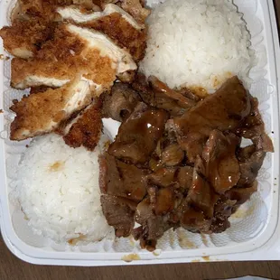 Beef Teriyaki Beef and Katsu Combo Platter