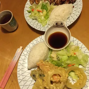 Chicken teriyaki and vegetable tempura