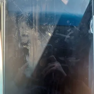 My screen being completely cracked + the chunk missing