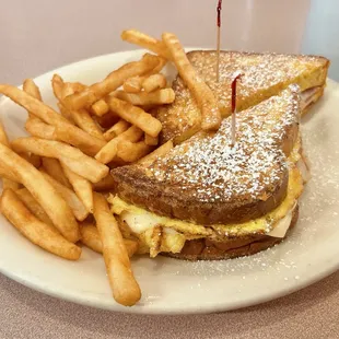 Monte Cristo with a side of Fries; comes with grape jelly as well!