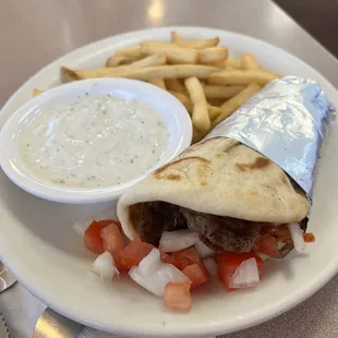Gyro with French Fries.