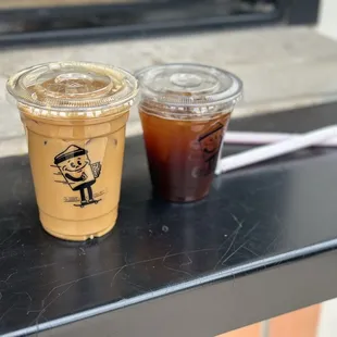 Oatmilk Vanilla Latte and Americano