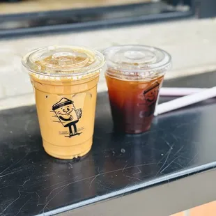 Oatmilk Vanilla Latte and Americano