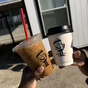 Iced Dirty Chai Tea Latte and Hot Chai Tea Latte with Oat Milk
