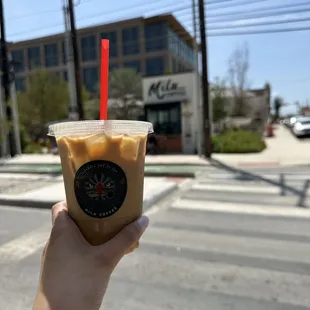 Iced caramel latte
