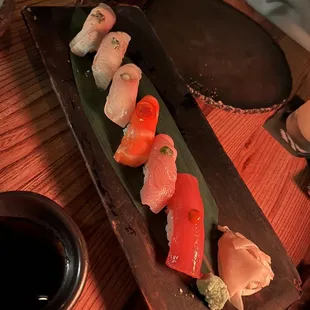 6pc chef's selection nigiri the fish was GOOD quality and NOT fishy