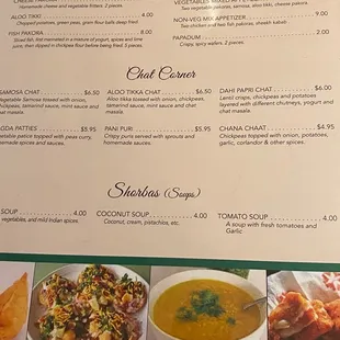 the menu for the restaurant