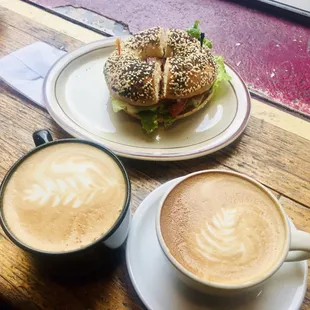 We had a latte and BLT on on a bagel,because they didn&apos;t have focaccia bread. It was still good.