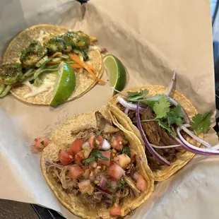 Shrimp Barbacoa and carnitas