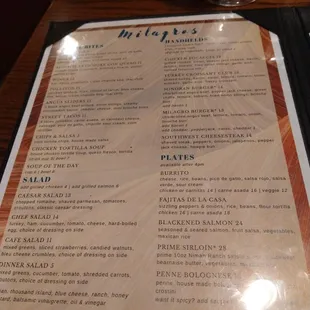 a menu on a table