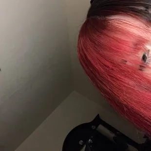 Keep in mind she didn't even straighten it right nor do they add any hair care after.