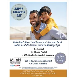 Father's Day Specials! Valid until 6/30/22.