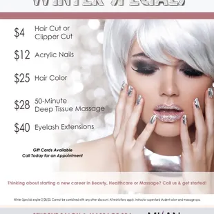 Winter Specials are here! Valid 12/01/22 - 2/28/23.