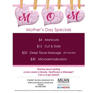 Mother's Day Specials! Valid 5/1/22 - 5/31/22