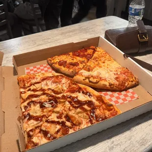 Bbq chicken and pepperoni pizza