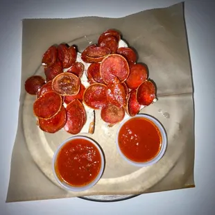 a plate of pepperoni