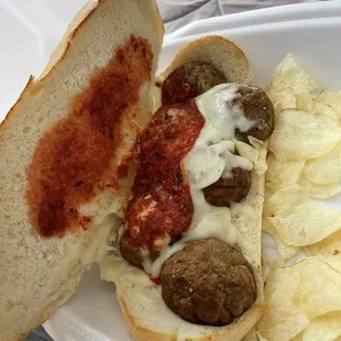Poorly made meatball sub.