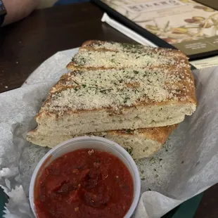 Parmesan breadsticks with marinara