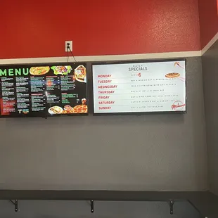 Menu on wall