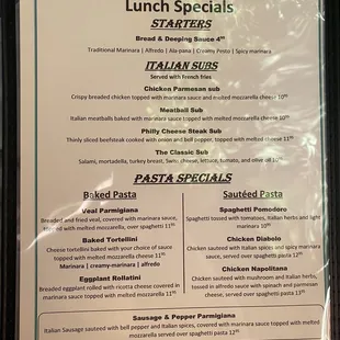 Lunch Specials