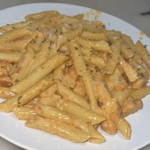a plate of penne pasta